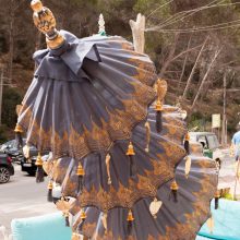 Three Tier Parasol, dusky grey blue