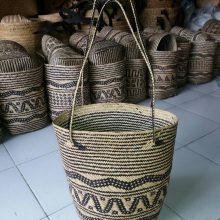 Can Kats weaved basket with design