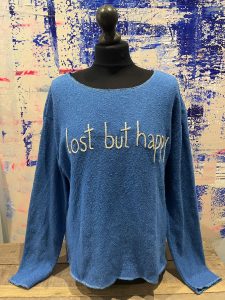 .lost.but happy handmade sweater from Can Kats boutique in Ibiza